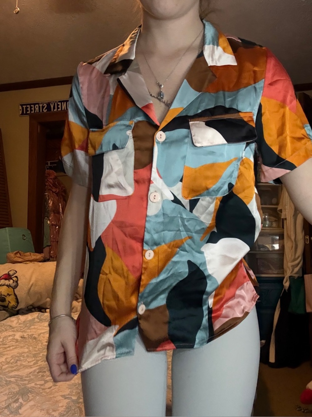 NWOT Colorful Abstract Button-Up Shirt
